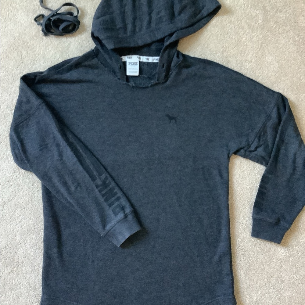 PINK Victoria's Secret Dark Gray Lightweight Hoodie, Small
